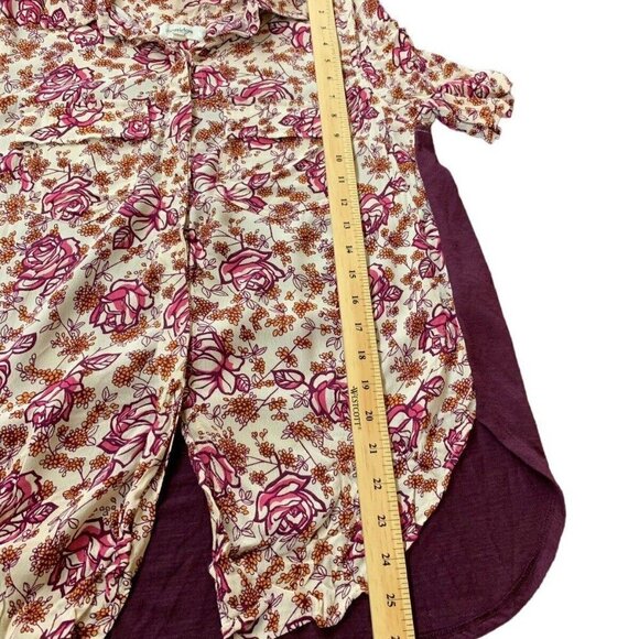 Anthropologie Porridge Womens Wine Floral Mixed Print Top Collar Button Down M - Picture 10 of 13